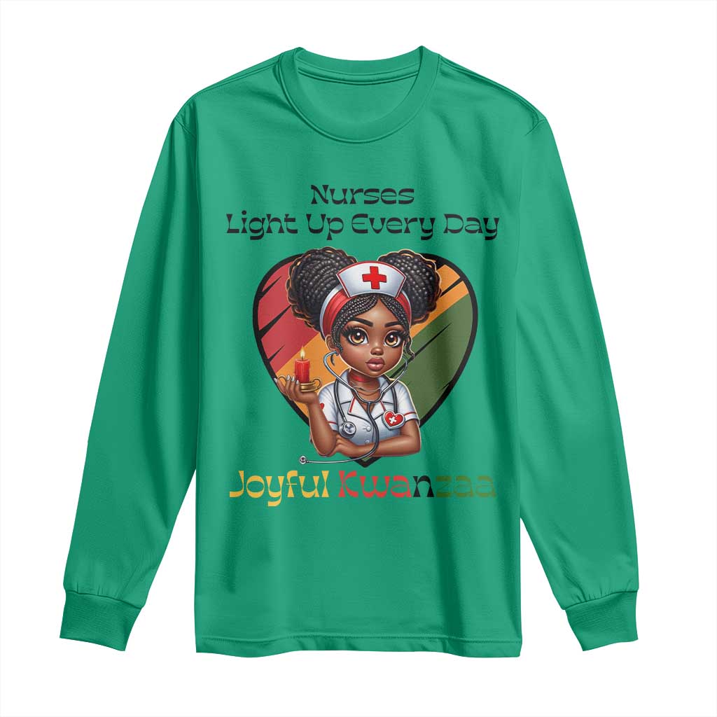 Nurses Light Up Everyday Long Sleeve Shirt Joyful Kwanzaa Celebration Gift TS12 Irish Green Print Your Wear