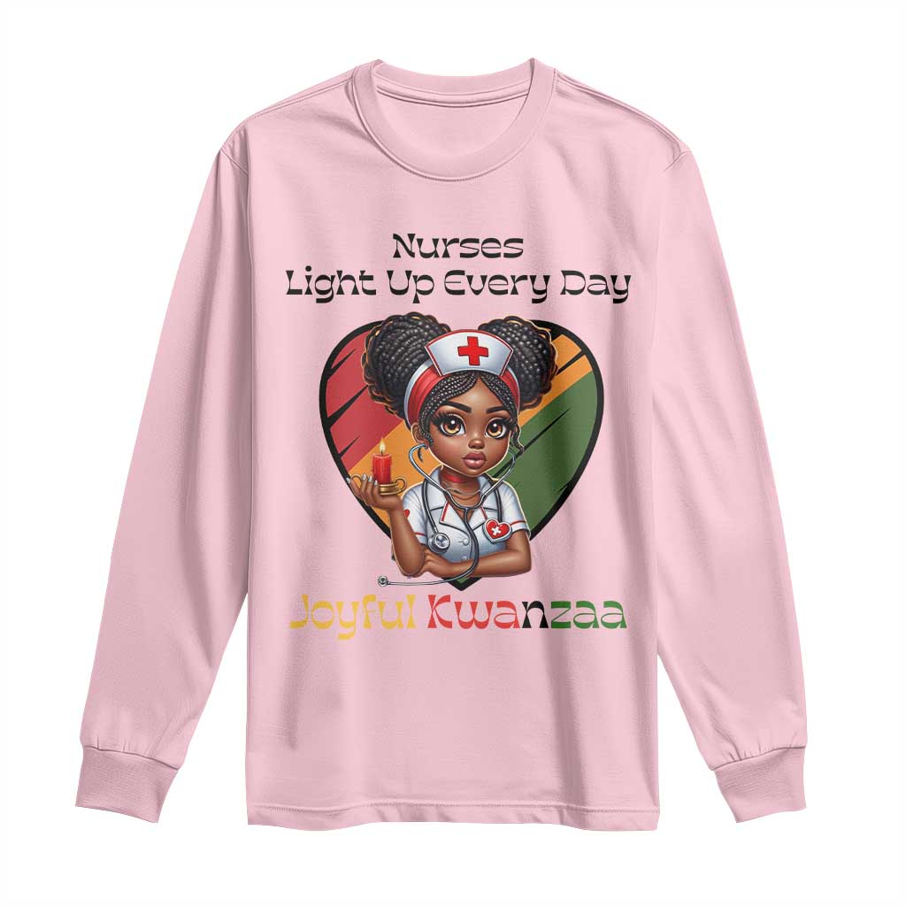 Nurses Light Up Everyday Long Sleeve Shirt Joyful Kwanzaa Celebration Gift TS12 Light Pink Print Your Wear