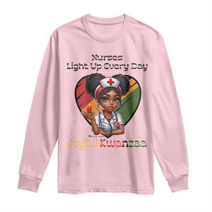 Nurses Light Up Everyday Long Sleeve Shirt Joyful Kwanzaa Celebration Gift TS12 Light Pink Print Your Wear