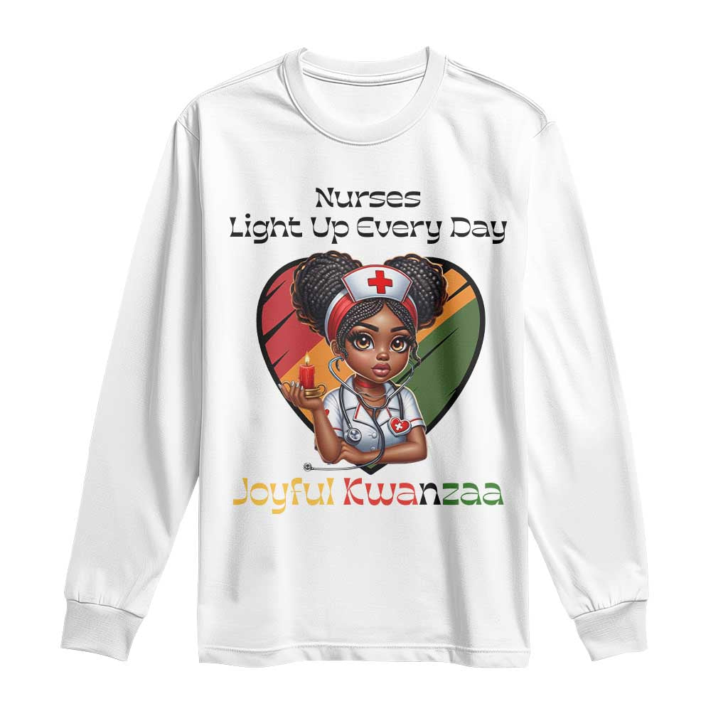 Nurses Light Up Everyday Long Sleeve Shirt Joyful Kwanzaa Celebration Gift TS12 White Print Your Wear