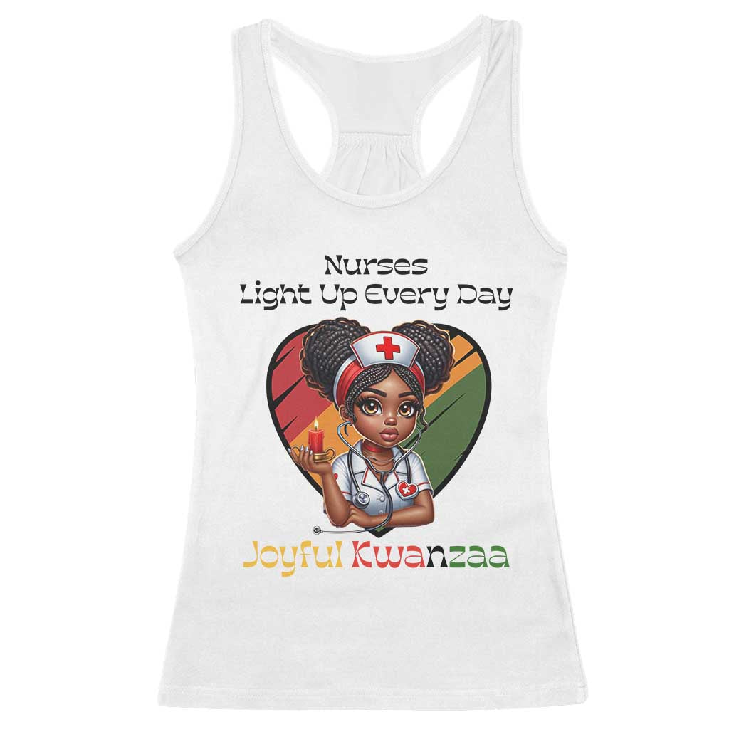 Nurses Light Up Everyday Racerback Tank Top Joyful Kwanzaa Celebration Gift TS12 White Print Your Wear