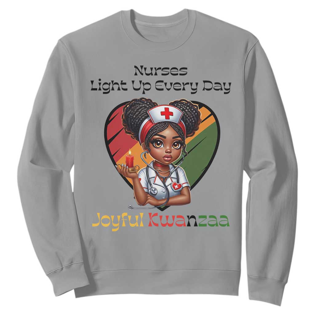 Nurses Light Up Everyday Sweatshirt Joyful Kwanzaa Celebration Gift TS12 Sport Gray Print Your Wear
