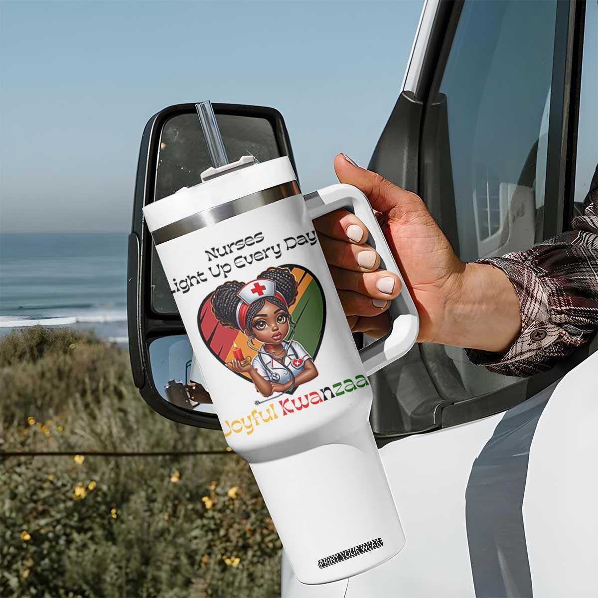 Nurses Light Up Everyday Tumbler With Handle Joyful Kwanzaa Celebration Gift TS12 Print Your Wear