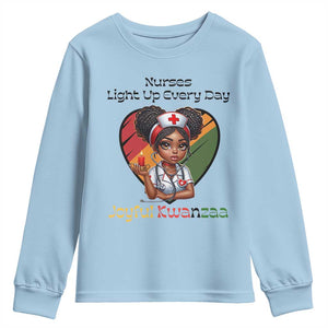 Nurses Light Up Everyday Youth Sweatshirt Joyful Kwanzaa Celebration Gift TS12 Light Blue Print Your Wear