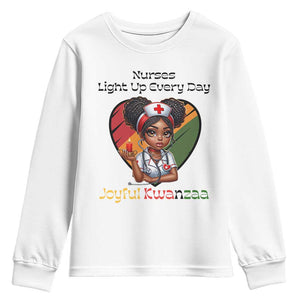 Nurses Light Up Everyday Youth Sweatshirt Joyful Kwanzaa Celebration Gift TS12 White Print Your Wear