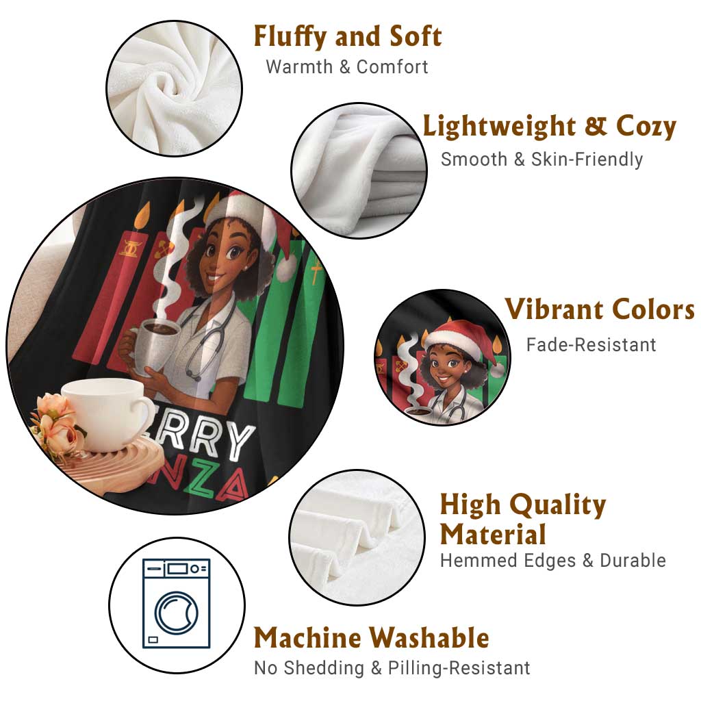 Merry Kwanzaa Throw Blanket Nurse African American Holiday Celebration Gift TS12 Print Your Wear