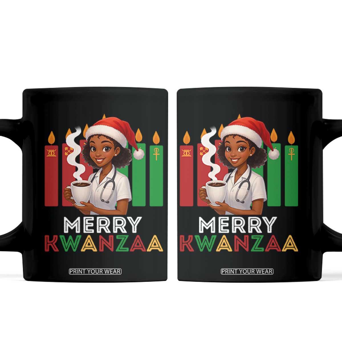 Merry Kwanzaa Coffee Mug Nurse African American Holiday Celebration Gift TS12 Black Print Your Wear