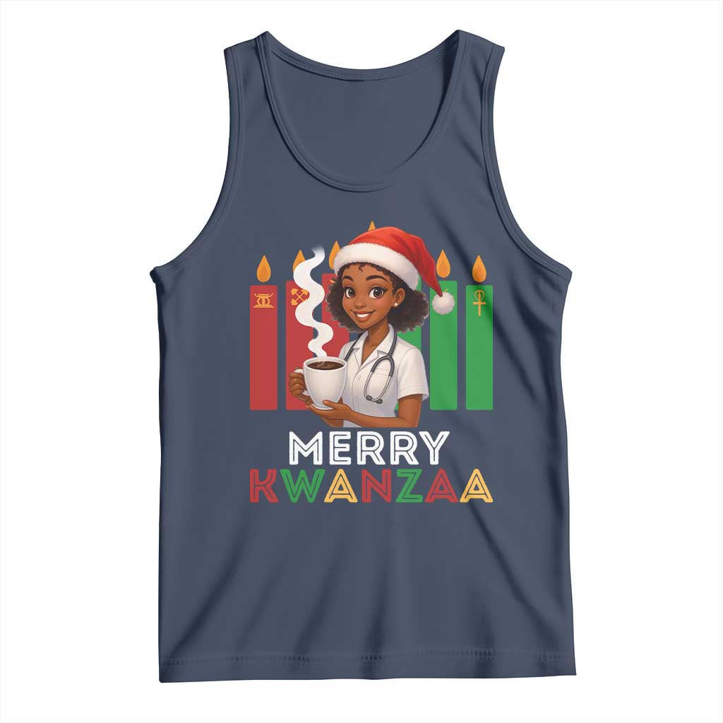 Merry Kwanzaa Tank Top Nurse African American Holiday Celebration Gift TS12 Navy Print Your Wear