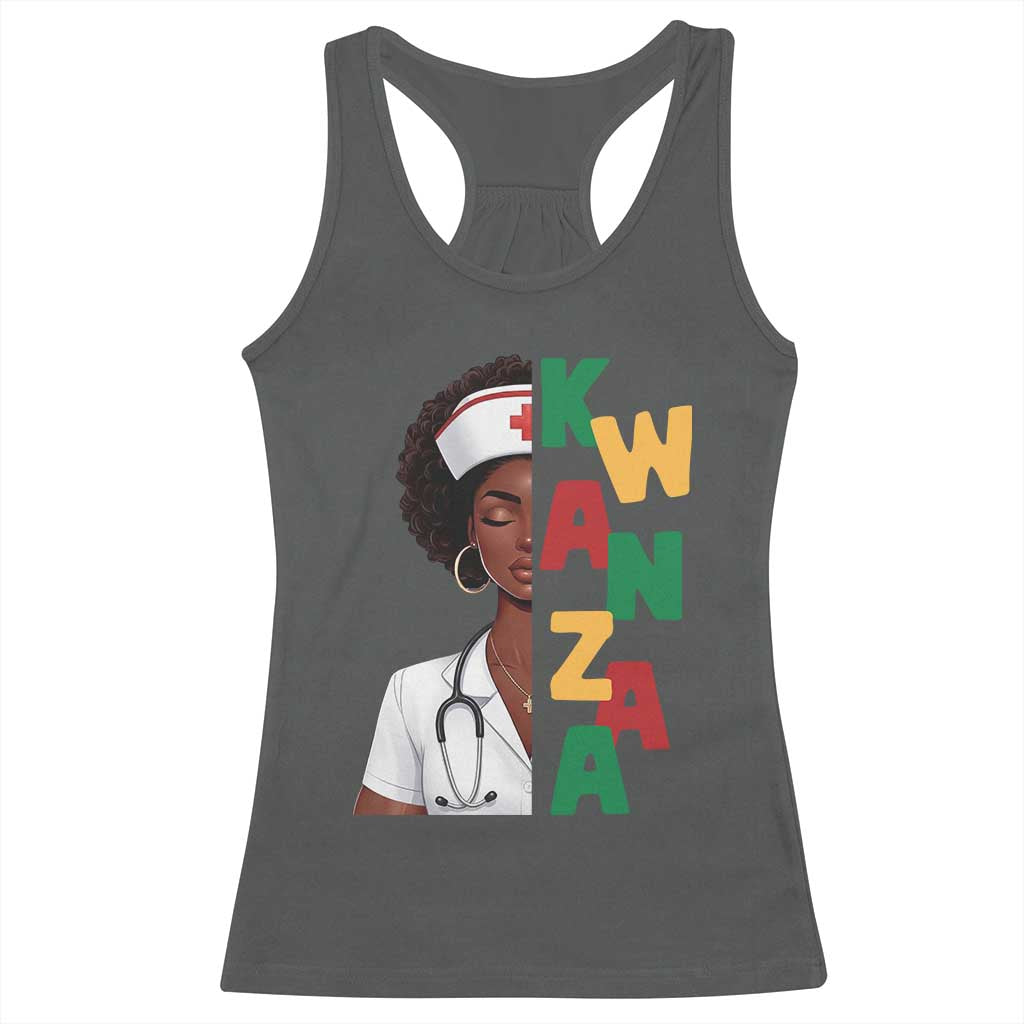 African American Nurse Racerback Tank Top Joyful Kwanzaa Celebration Gift TS12 Dark Heather Print Your Wear