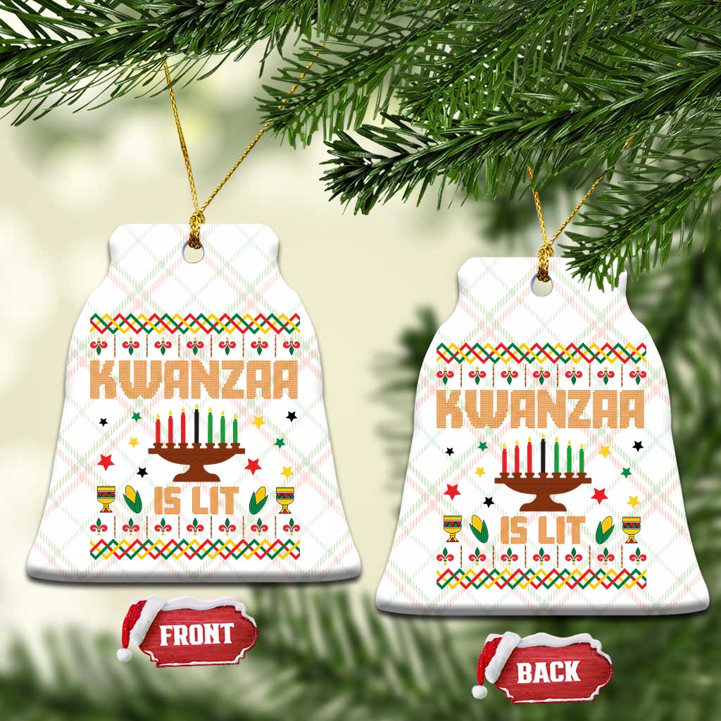 Funny Kwanzaa Is Lit Ceramic Ornament Ugly Sweater African Heritage Holiday Gift TS12 Print Your Wear