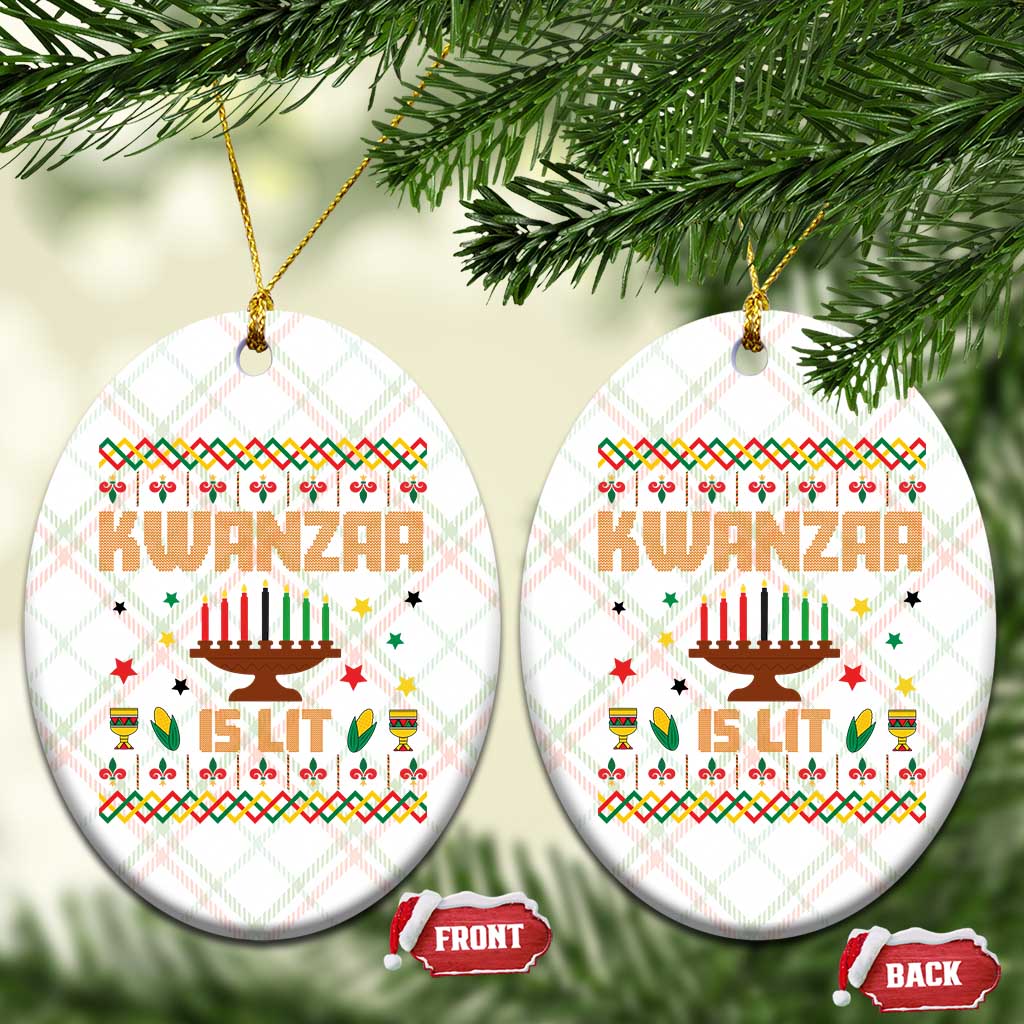 Funny Kwanzaa Is Lit Ceramic Ornament Ugly Sweater African Heritage Holiday Gift TS12 Print Your Wear