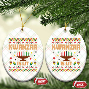 Funny Kwanzaa Is Lit Ceramic Ornament Ugly Sweater African Heritage Holiday Gift TS12 Print Your Wear