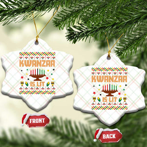 Funny Kwanzaa Is Lit Ceramic Ornament Ugly Sweater African Heritage Holiday Gift TS12 Print Your Wear