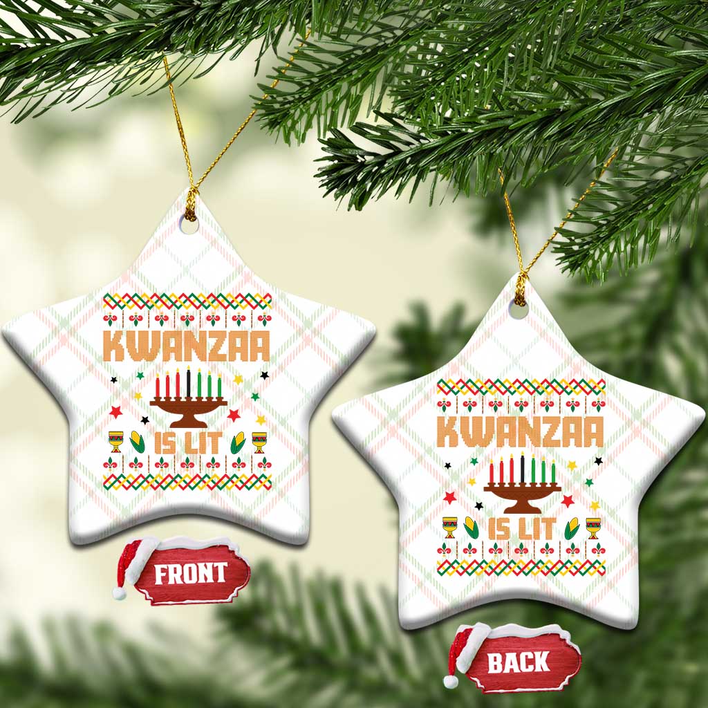 Funny Kwanzaa Is Lit Ceramic Ornament Ugly Sweater African Heritage Holiday Gift TS12 Print Your Wear