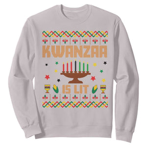 Funny Kwanzaa Is Lit Sweatshirt Ugly Sweater African Heritage Holiday Gift TS12 Ice Gray Print Your Wear