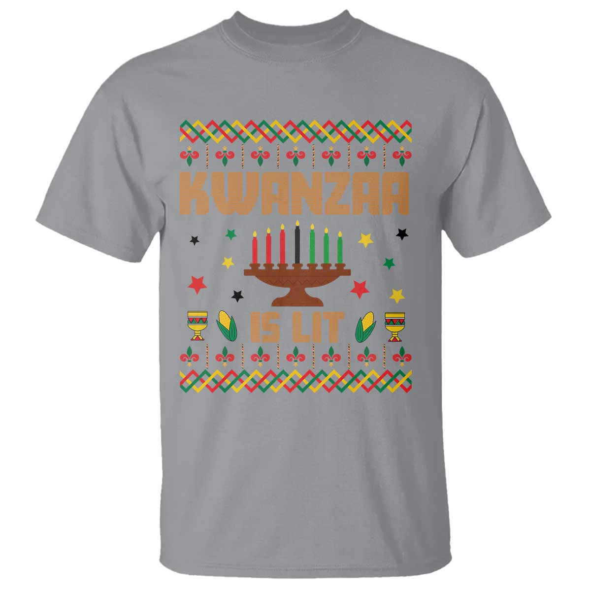Funny Kwanzaa Is Lit T Shirt Ugly Sweater African Heritage Holiday Gift TS12 Sport Gray Print Your Wear