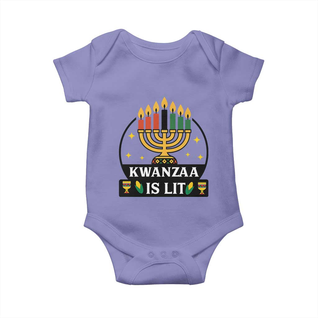 Kwanzaa Is Lit Baby Onesie Funny African American Holiday Gift TS12 Violet Print Your Wear