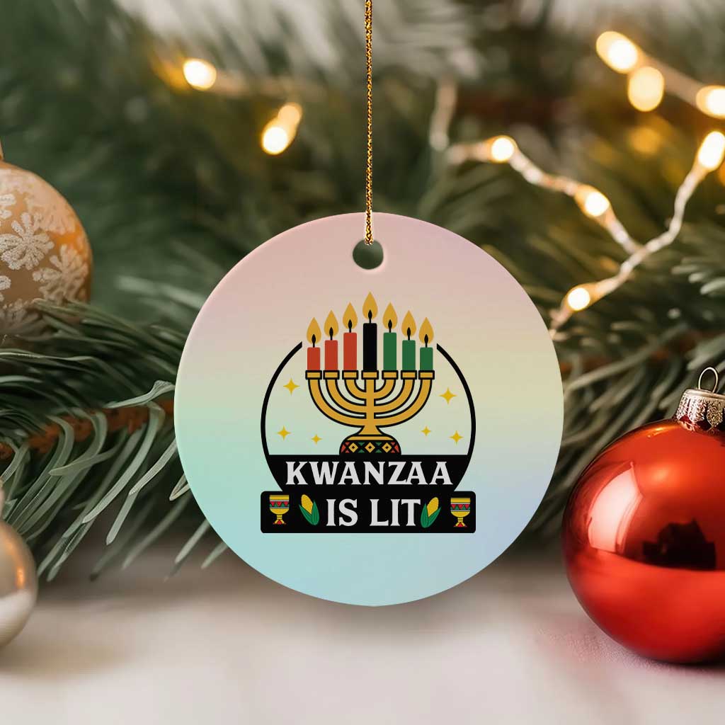 Kwanzaa Is Lit Ceramic Ornament Funny African American Holiday Gift TS12 1pc Pastel Print Your Wear