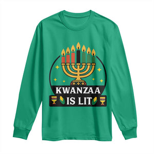 Kwanzaa Is Lit Long Sleeve Shirt Funny African American Holiday Gift TS12 Irish Green Print Your Wear