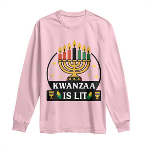 Kwanzaa Is Lit Long Sleeve Shirt Funny African American Holiday Gift TS12 Light Pink Print Your Wear