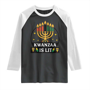 Kwanzaa Is Lit Raglan Shirt Funny African American Holiday Gift TS12 Black White Print Your Wear