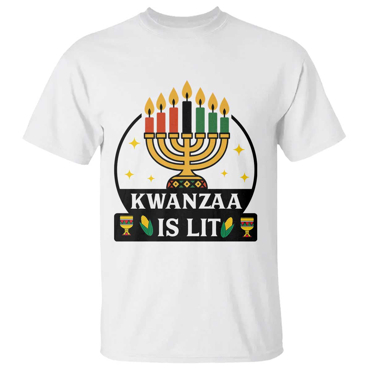Kwanzaa Is Lit T Shirt Funny African American Holiday Gift TS12 White Print Your Wear