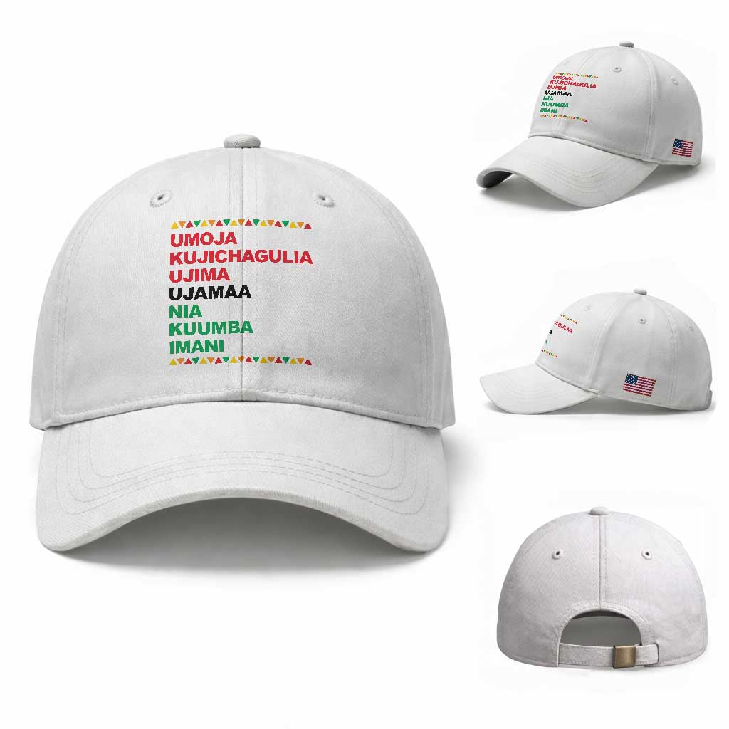 7 Principles Of Kwanzaa Baseball Cap African American Holiday Gift TS12 Baseball Cap Universal Fit White Print Your Wear