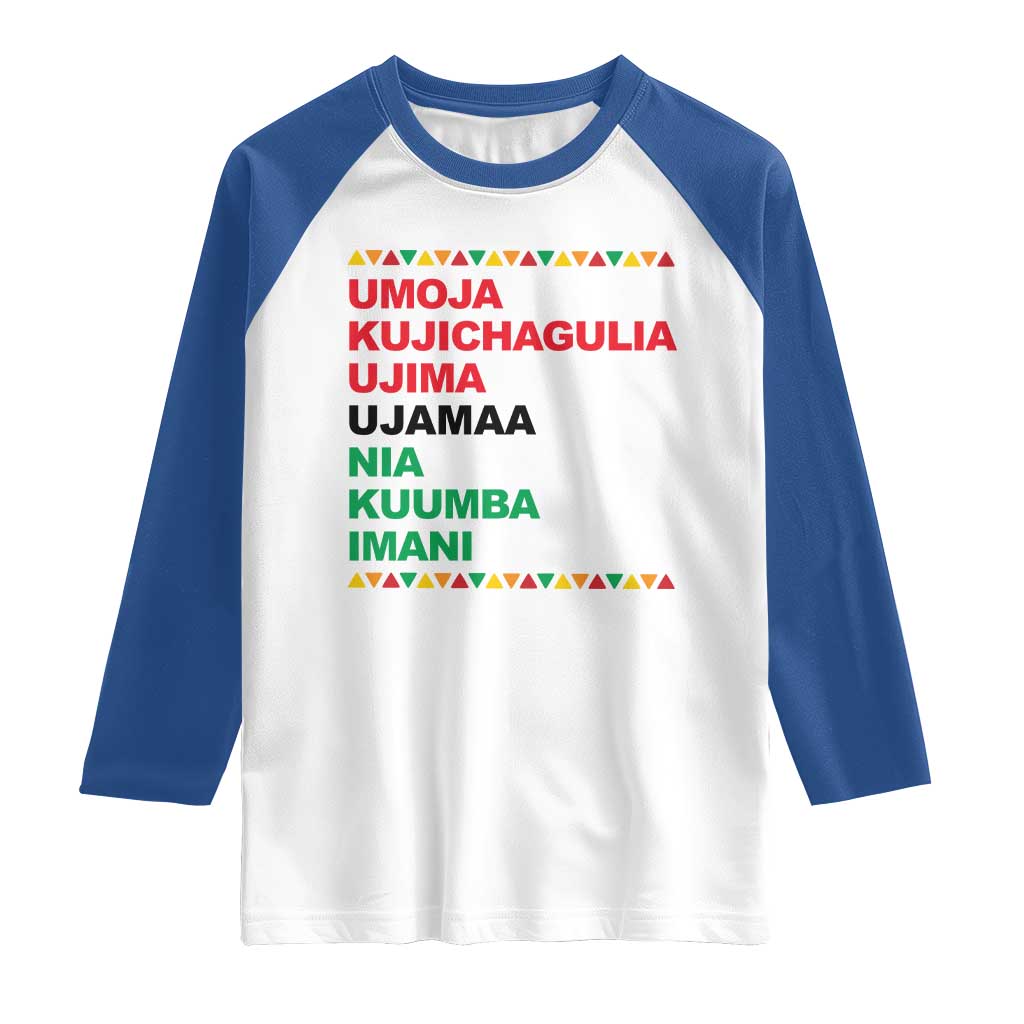 7 Principles Of Kwanzaa Raglan Shirt African American Holiday Gift TS12 White Royal Print Your Wear