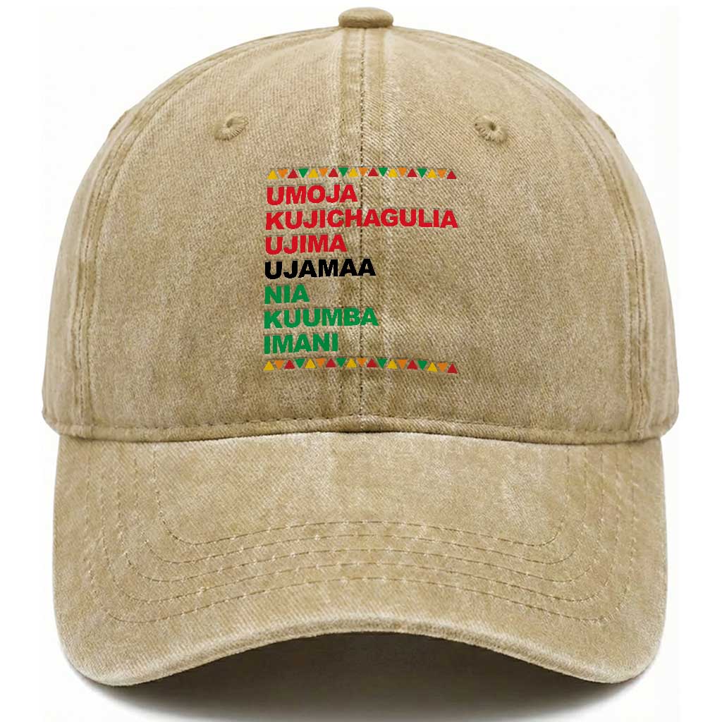 7 Principles Of Kwanzaa Washed Cotton Baseball Cap African American Holiday Gift TS12 Print Your Wear