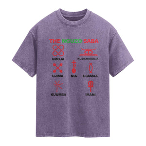Nguzo Saba Seven Principles Of Kwanzaa Celebration Gift Washed Cotton T-Shirt