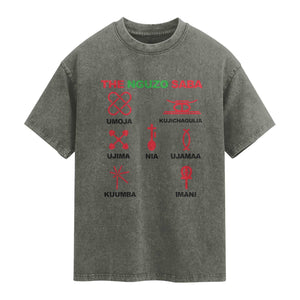 Nguzo Saba Seven Principles Of Kwanzaa Celebration Gift Washed Cotton T-Shirt
