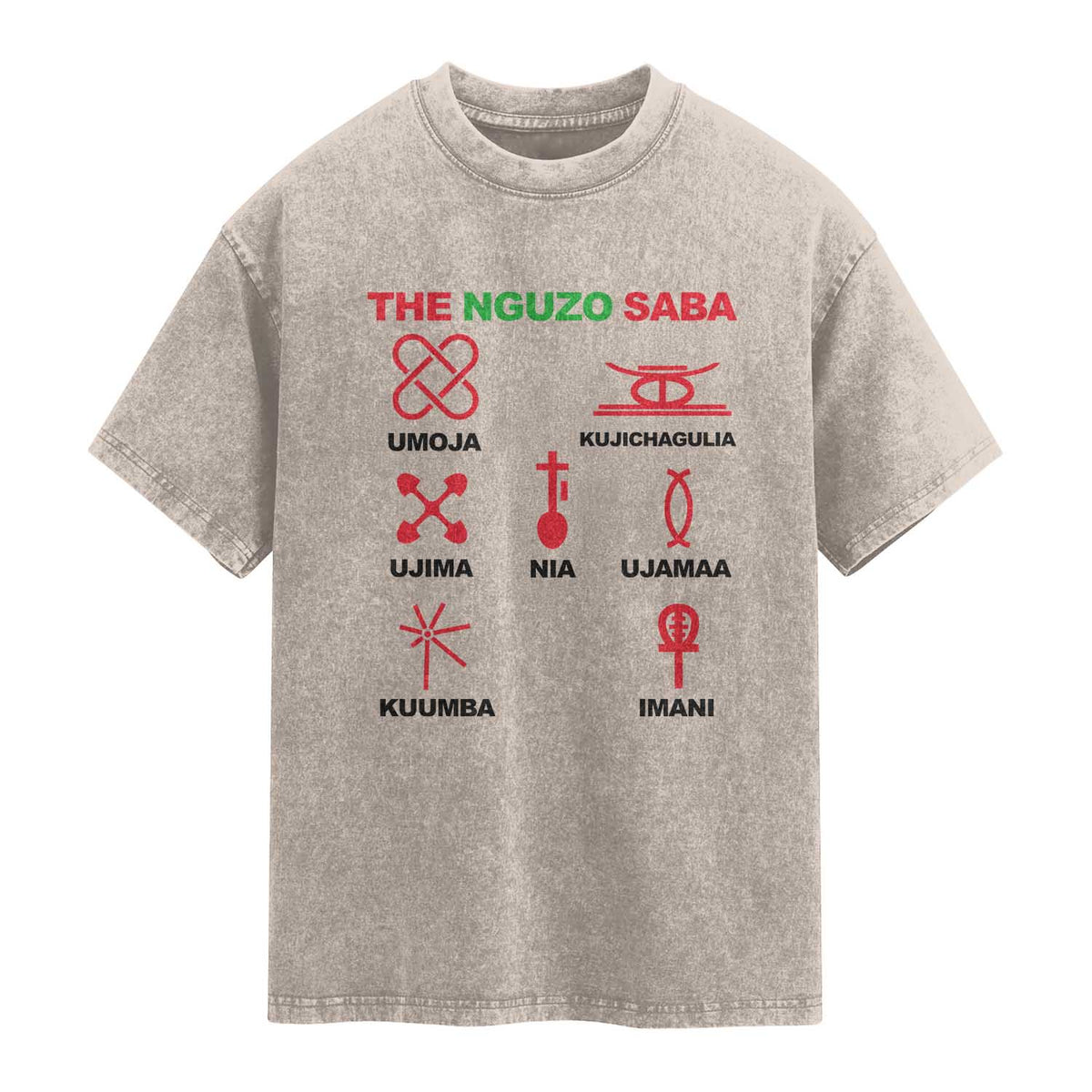 Nguzo Saba Seven Principles Of Kwanzaa Celebration Gift Washed Cotton T-Shirt