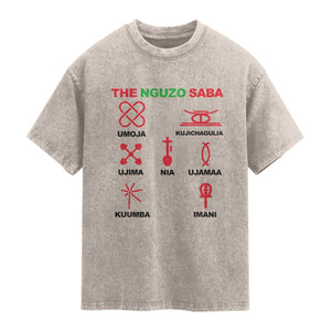 Nguzo Saba Seven Principles Of Kwanzaa Celebration Gift Washed Cotton T-Shirt