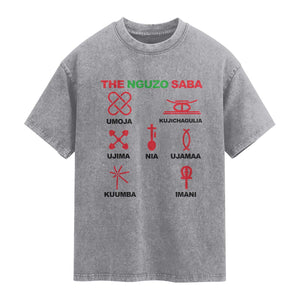 Nguzo Saba Seven Principles Of Kwanzaa Celebration Gift Washed Cotton T-Shirt