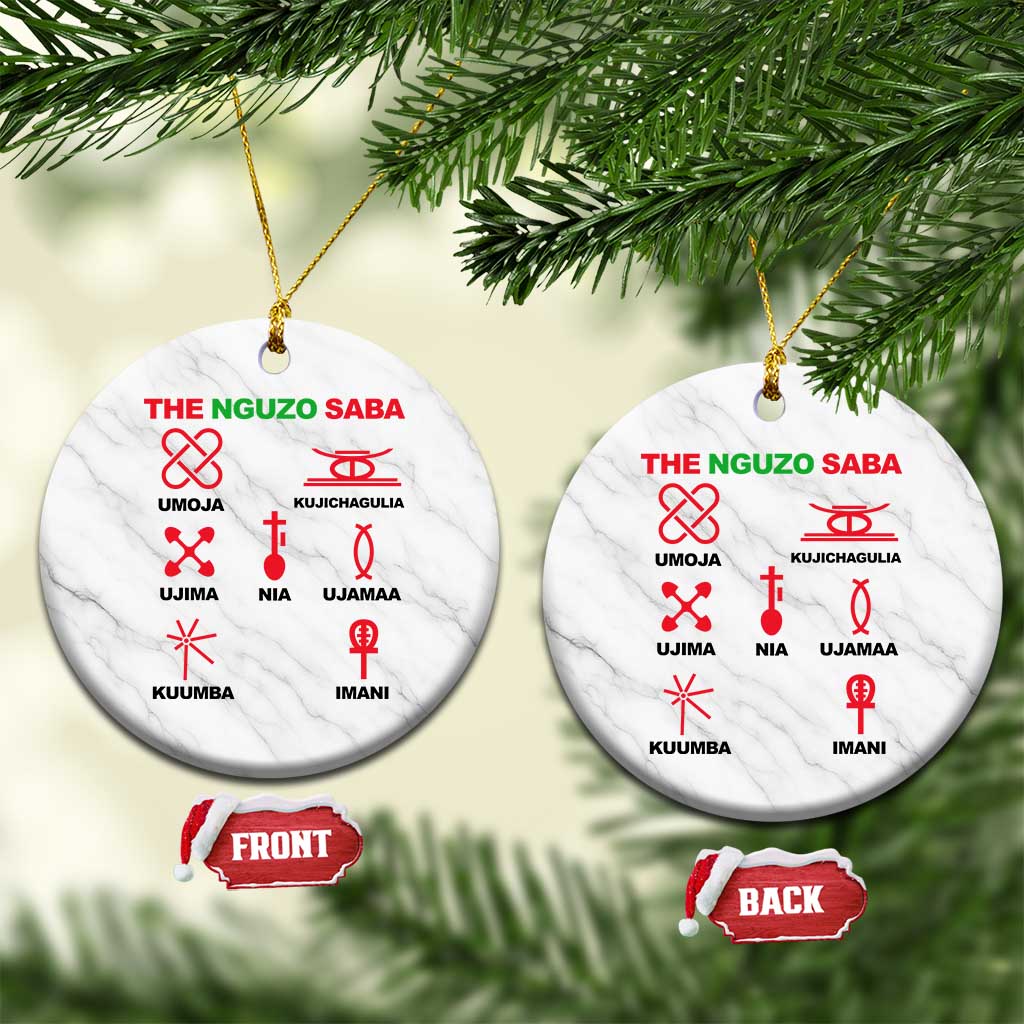 Nguzo Saba Seven Principles Of Kwanzaa Celebration Gift Ceramic Ornament TS12 1pc White Marble Print Your Wear