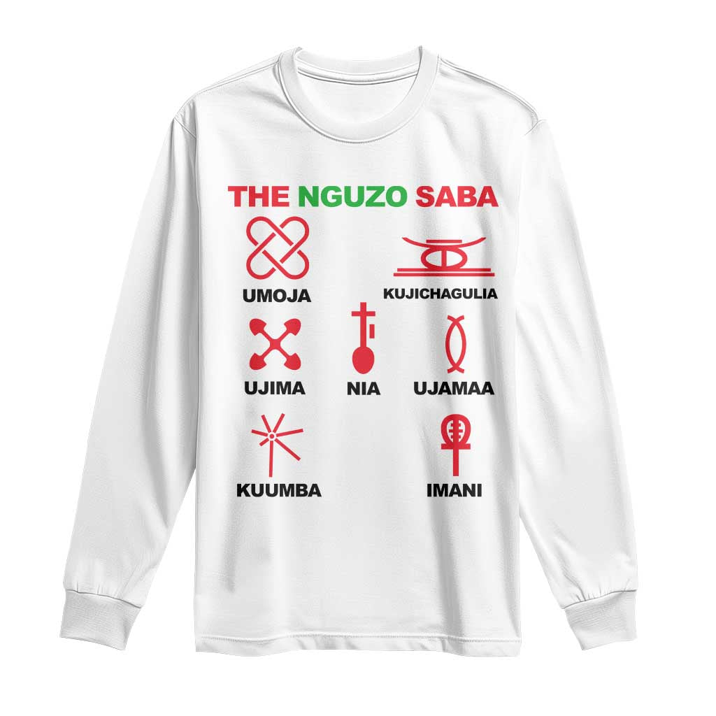 Nguzo Saba Seven Principles Of Kwanzaa Celebration Gift Long Sleeve Shirt TS12 White Print Your Wear