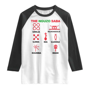 Nguzo Saba Seven Principles Of Kwanzaa Celebration Gift Raglan Shirt TS12 White Black Print Your Wear