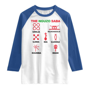 Nguzo Saba Seven Principles Of Kwanzaa Celebration Gift Raglan Shirt TS12 White Royal Print Your Wear