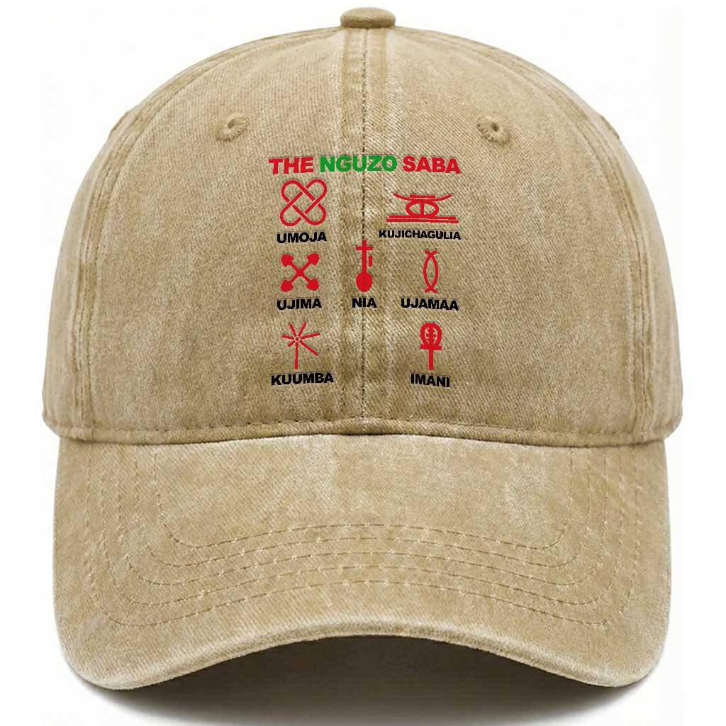 Nguzo Saba Seven Principles Of Kwanzaa Celebration Gift Washed Cotton Baseball Cap TS12 Print Your Wear