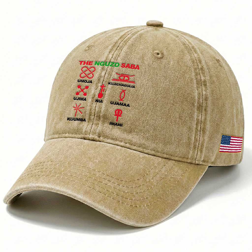 Nguzo Saba Seven Principles Of Kwanzaa Celebration Gift Washed Cotton Baseball Cap TS12 Print Your Wear