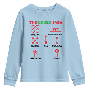 Nguzo Saba Seven Principles Of Kwanzaa Celebration Gift Youth Sweatshirt TS12 Light Blue Print Your Wear