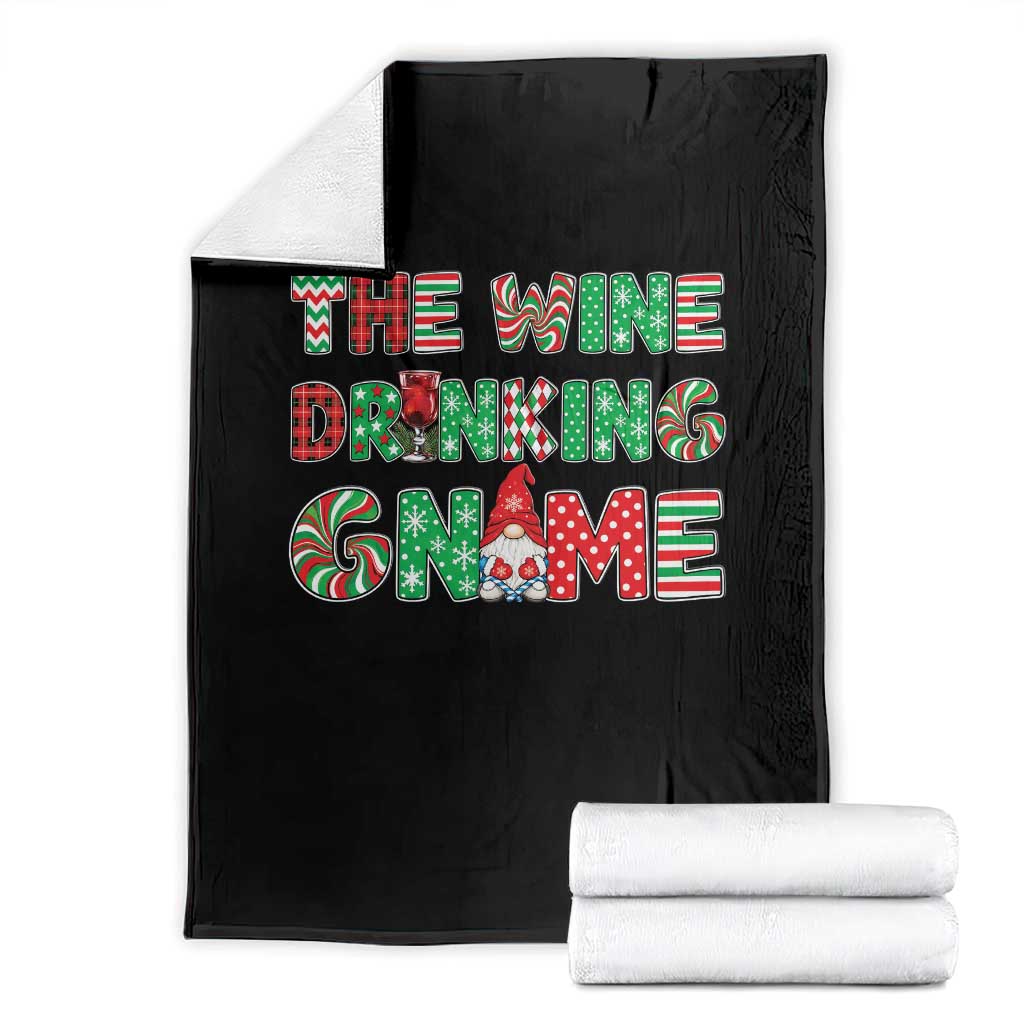 Funny Christmas Party Humor Throw Blanket The Wine Drinking Gnome