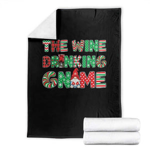 Funny Christmas Party Humor Throw Blanket The Wine Drinking Gnome