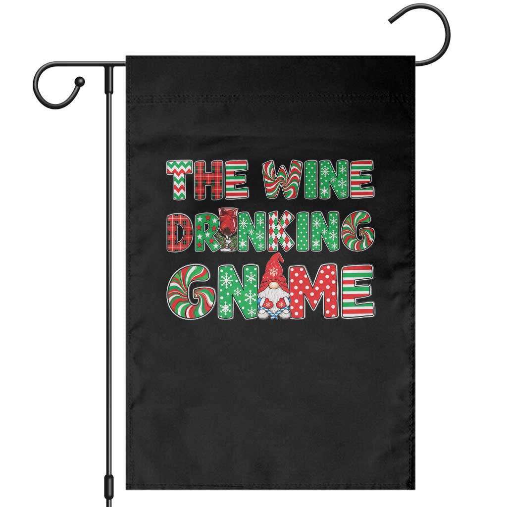 Funny Christmas Party Humor Garden Flag The Wine Drinking Gnome