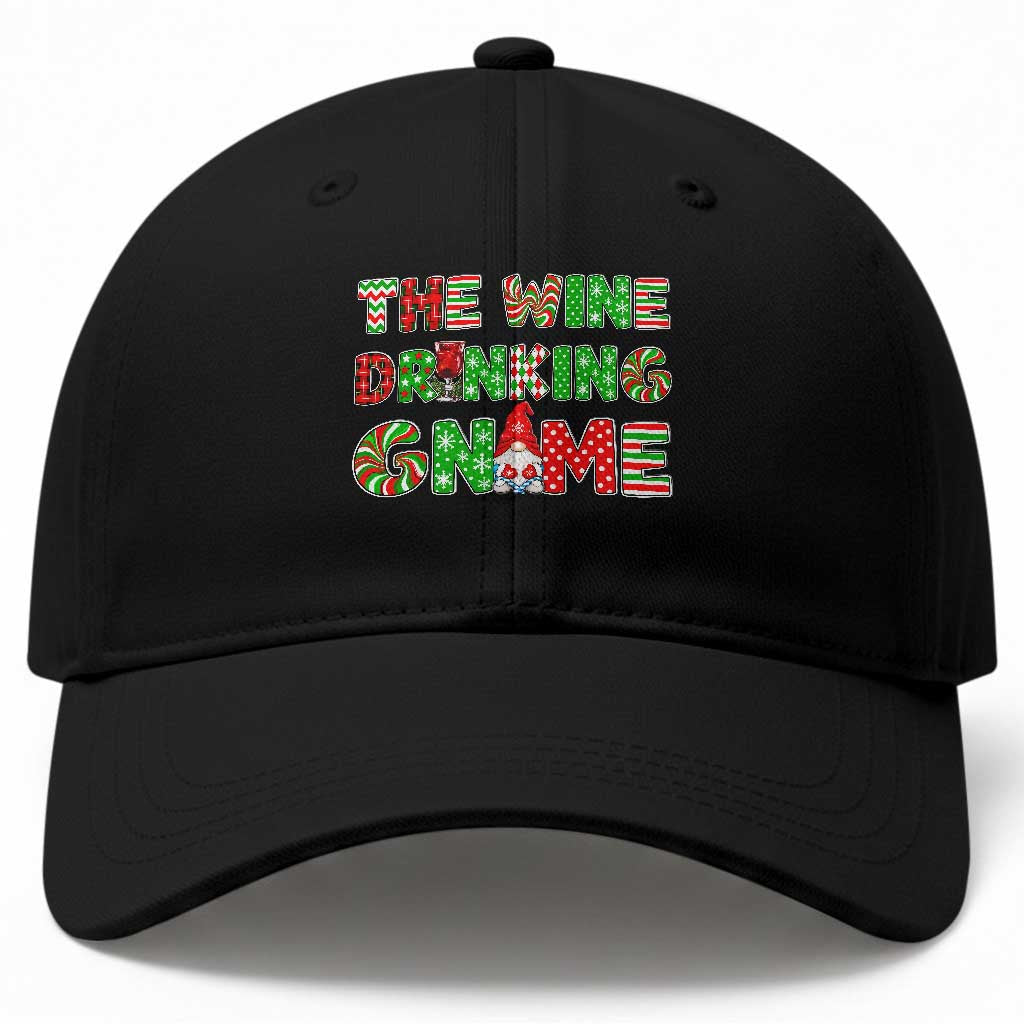 Funny Christmas Party Humor Baseball Cap The Wine Drinking Gnome