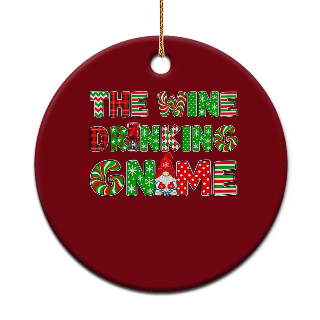 Funny Christmas Party Humor Ceramic Ornament The Wine Drinking Gnome