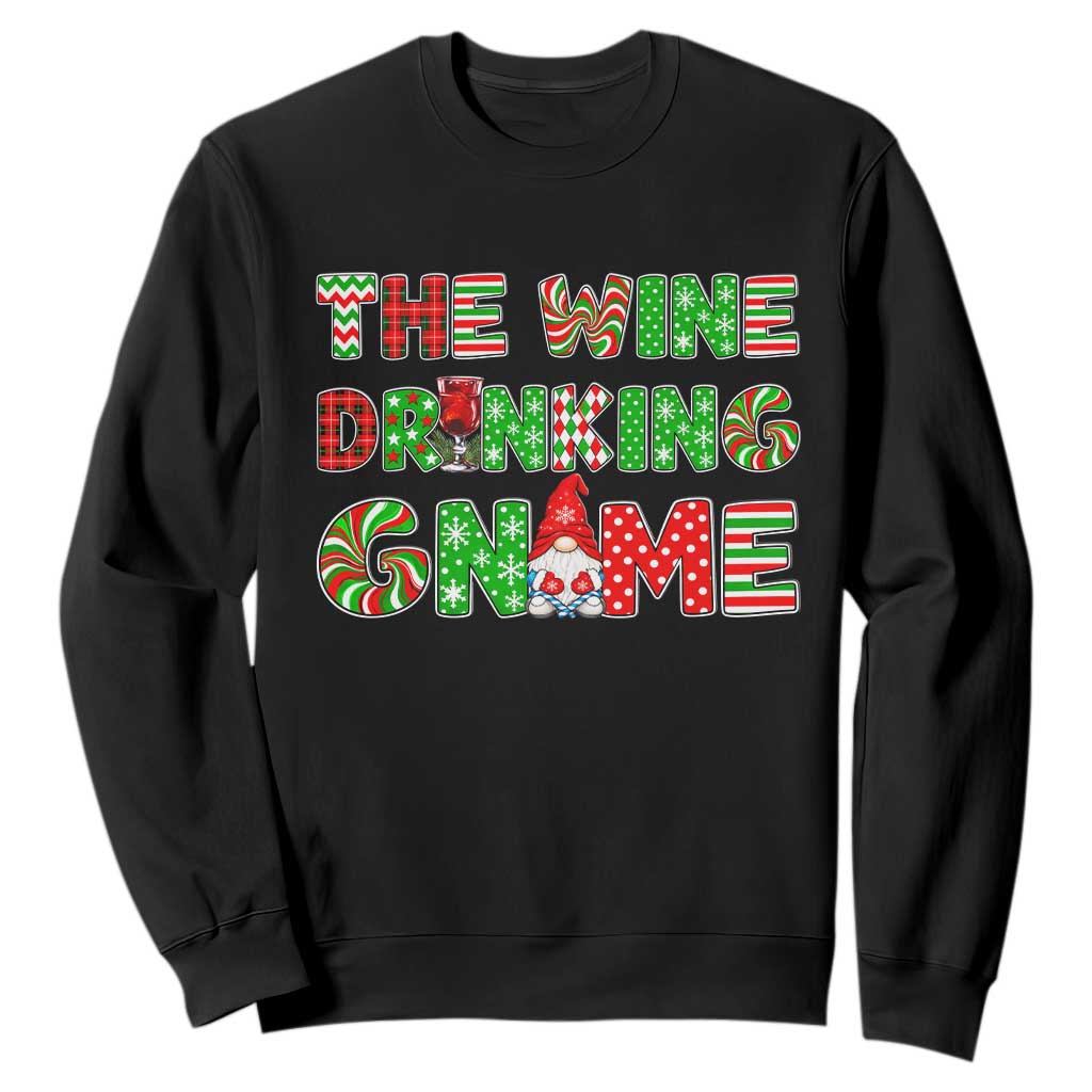 Funny Christmas Party Humor Sweatshirt The Wine Drinking Gnome