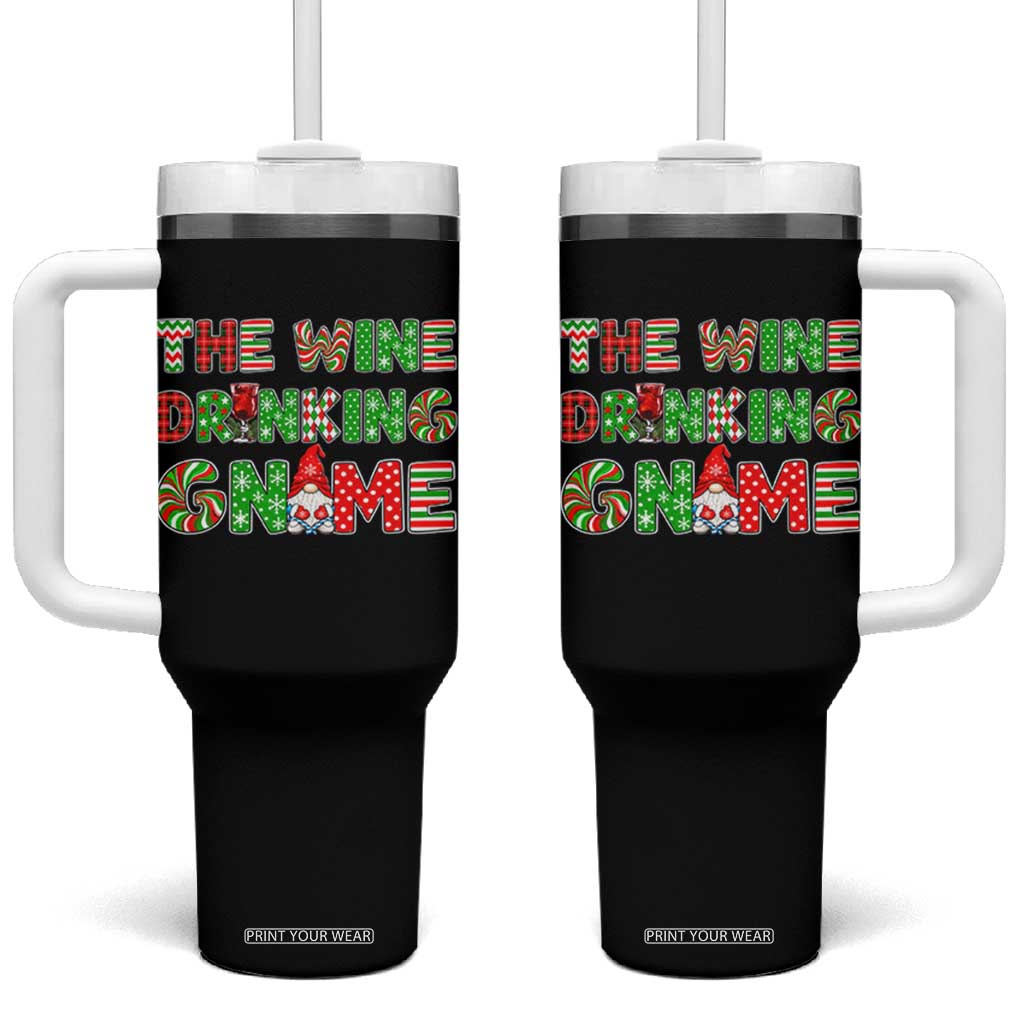 Funny Christmas Party Humor Tumbler With Handle The Wine Drinking Gnome