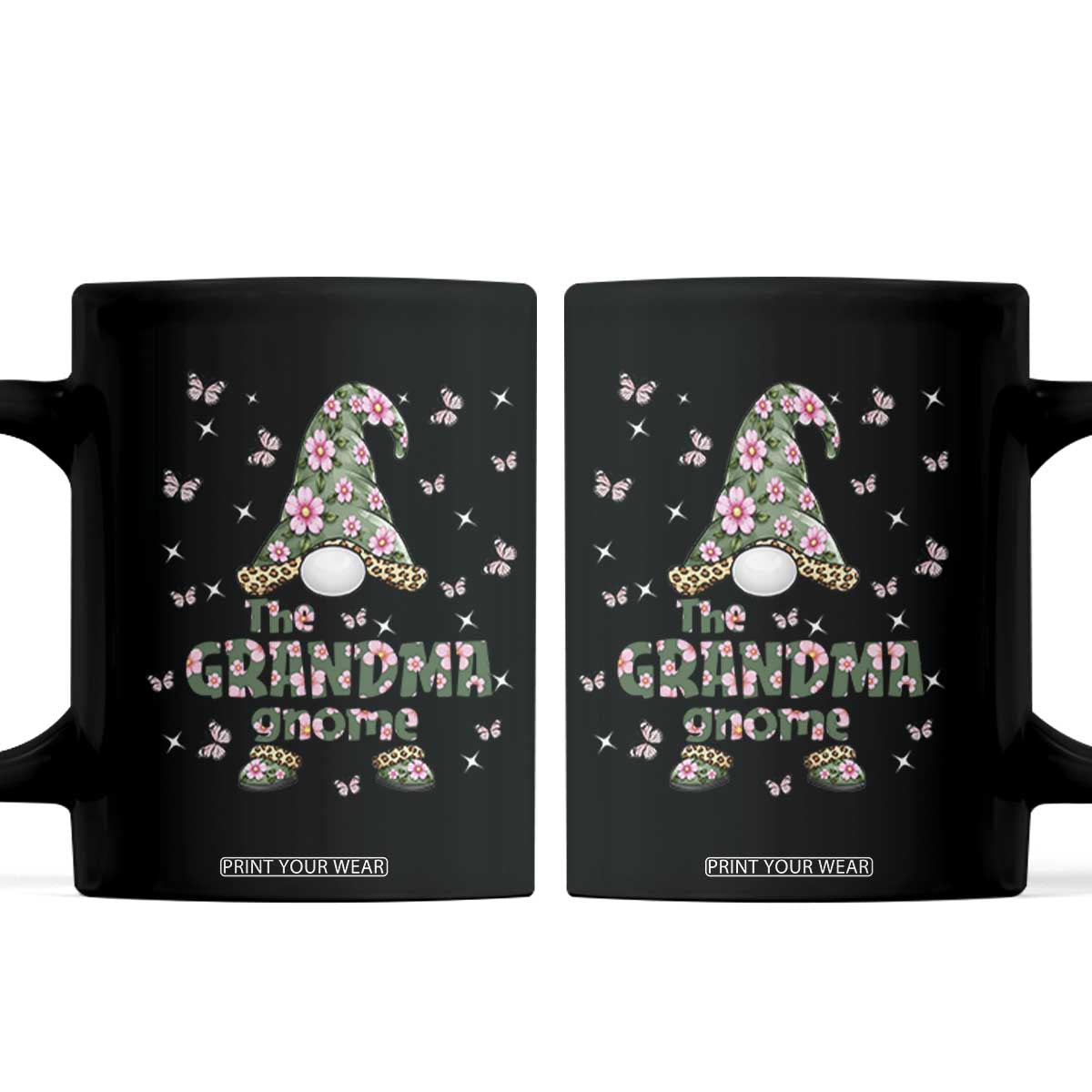 The Grandma Gnome Floral Butterfly Leopard Coffee Mug