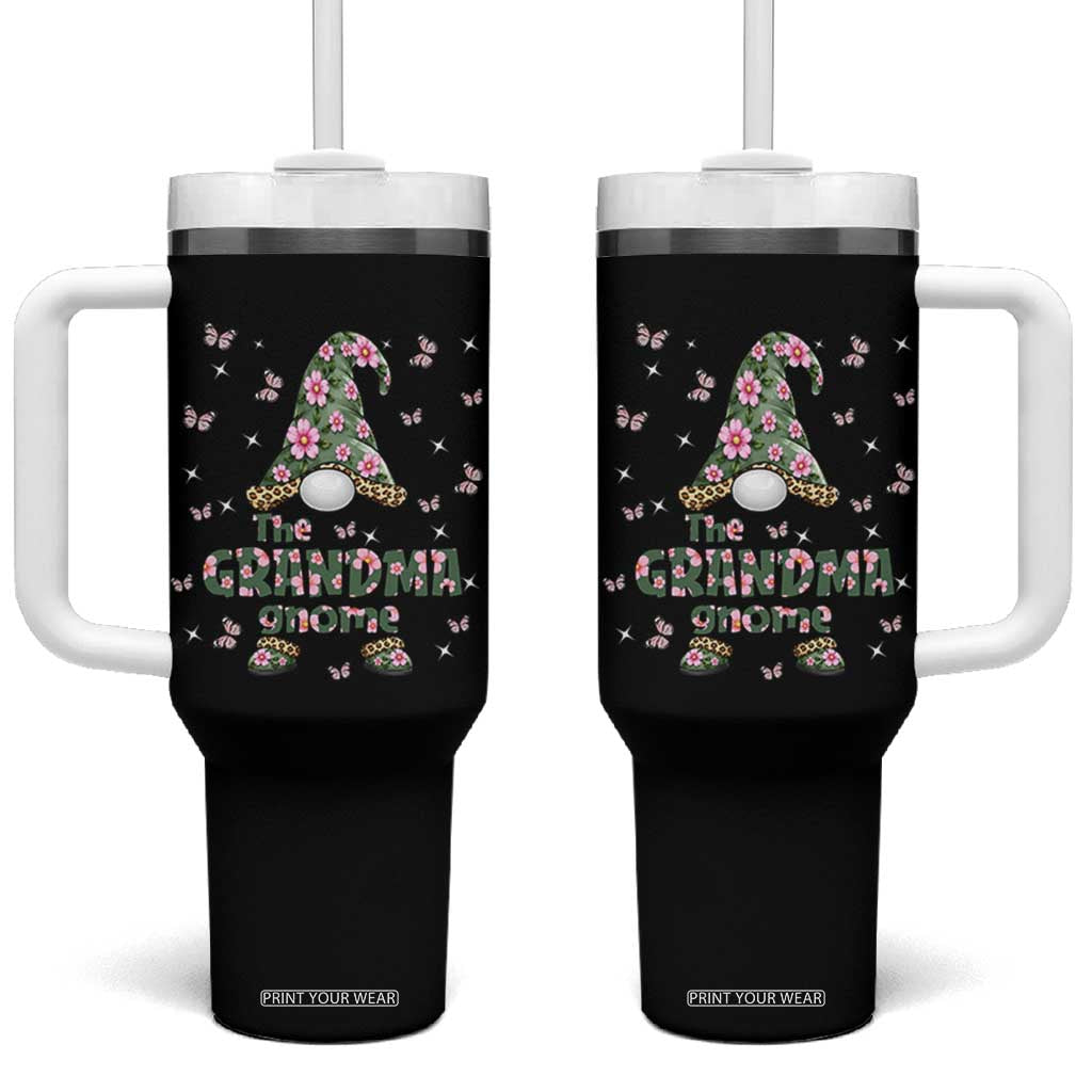 The Grandma Gnome Floral Butterfly Leopard Tumbler With Handle